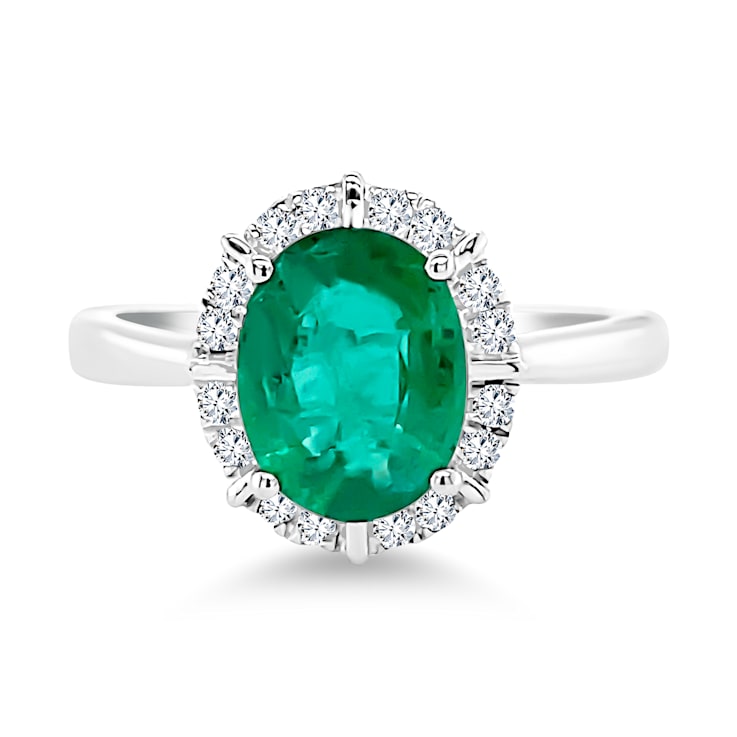 14K White Gold Emerald and Diamond Ring 2.01ctw