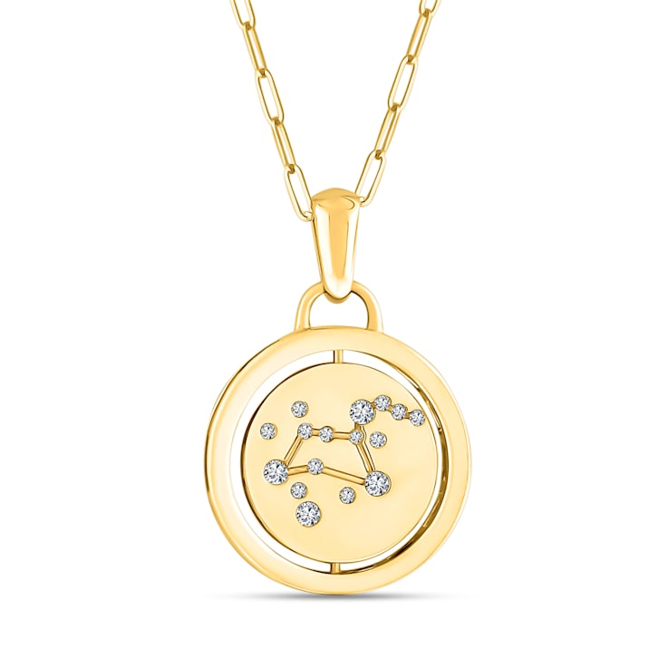14K Yellow and White Gold Leo Zodiac and Constellation Rotary Pendant