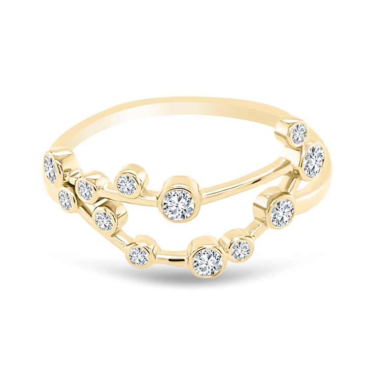 18K Yellow Gold Diamond Capricorn Zodiac Ring .14ctw