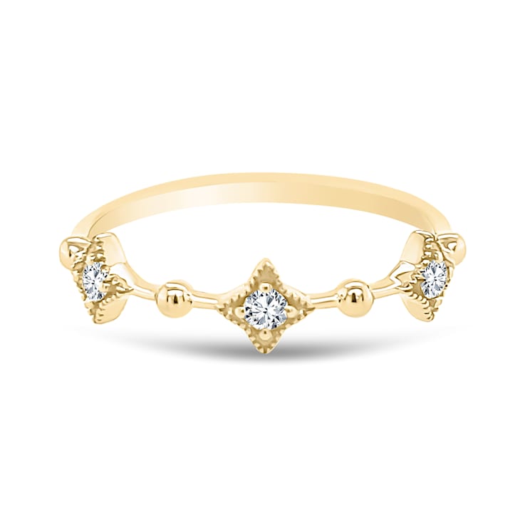 18K Petite Yellow Gold Diamond Ring  .11ctw