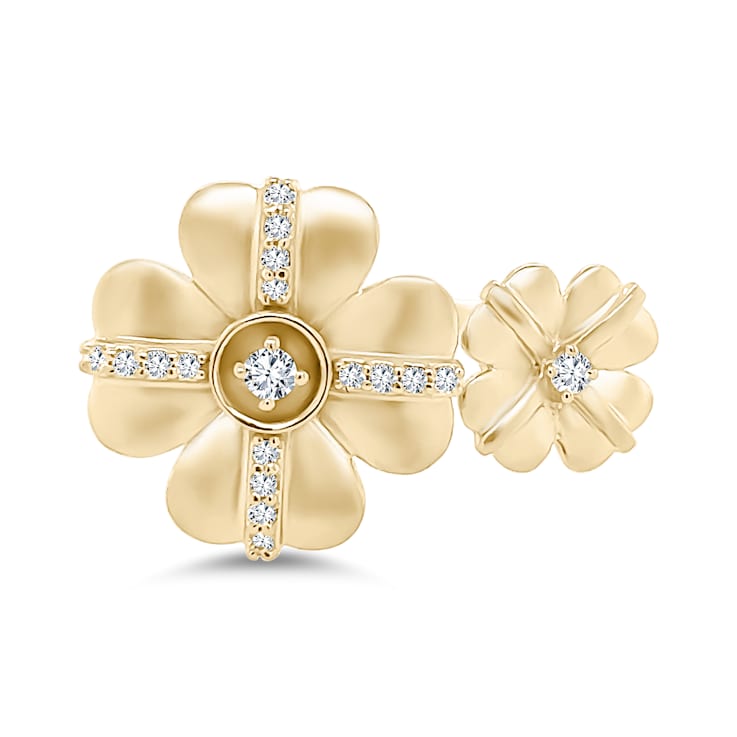 18K Yellow Gold Diamond Floral Ring  .14ctw
