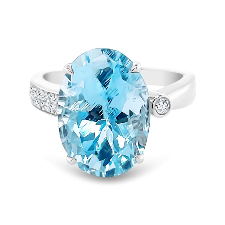18K White Gold Aquamarine and Diamond Ring 6.05ctw