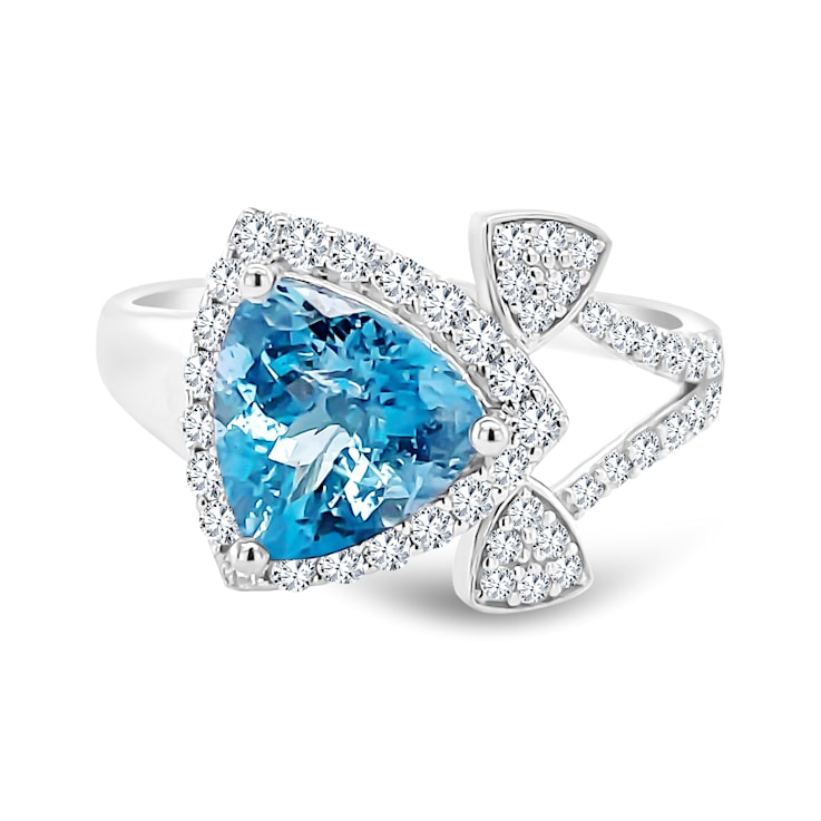 18K White Gold Aquamarine and Diamond Ring 2.10ctw