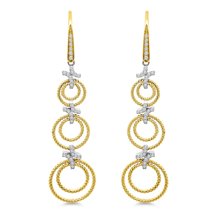 18K Yellow Gold Drop Dangle Diamond Earrings 0.54ctw