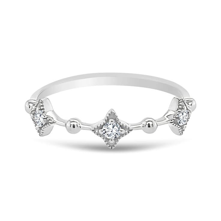 18K Petite White Gold Diamond Ring  .11ctw