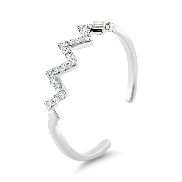 18K White Gold Diamond Adjustable Ring  .11ctw.  Adjusts from size 6 to 8.