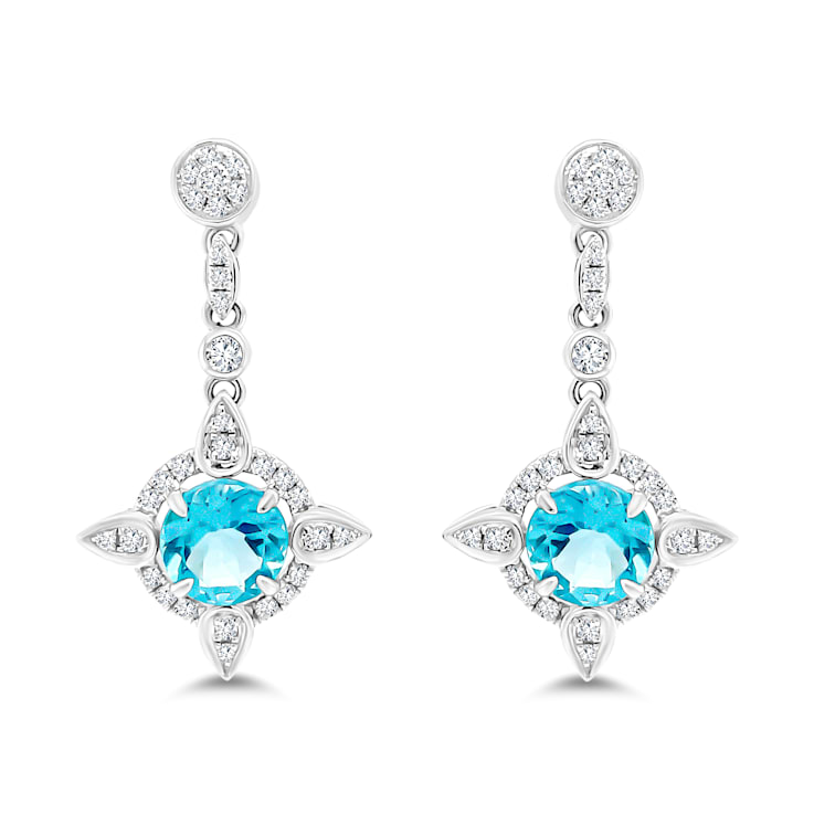18K White Gold Apatite and Diamond Earrings 3.14ctw