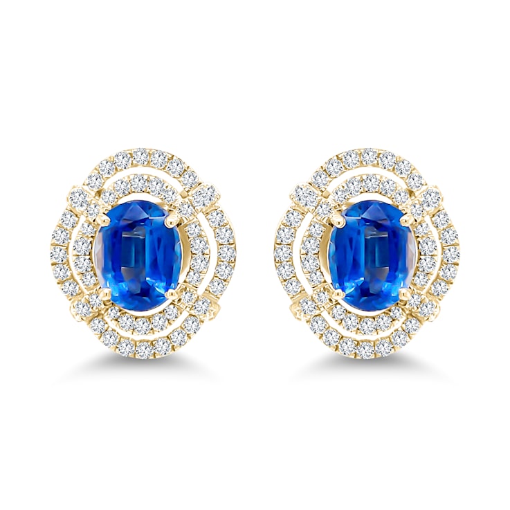 18K Yellow Gold Kyanite and White Diamond Earrings