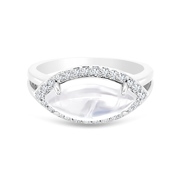 18K White Gold Moonstone and Diamond Ring 3.42ctw