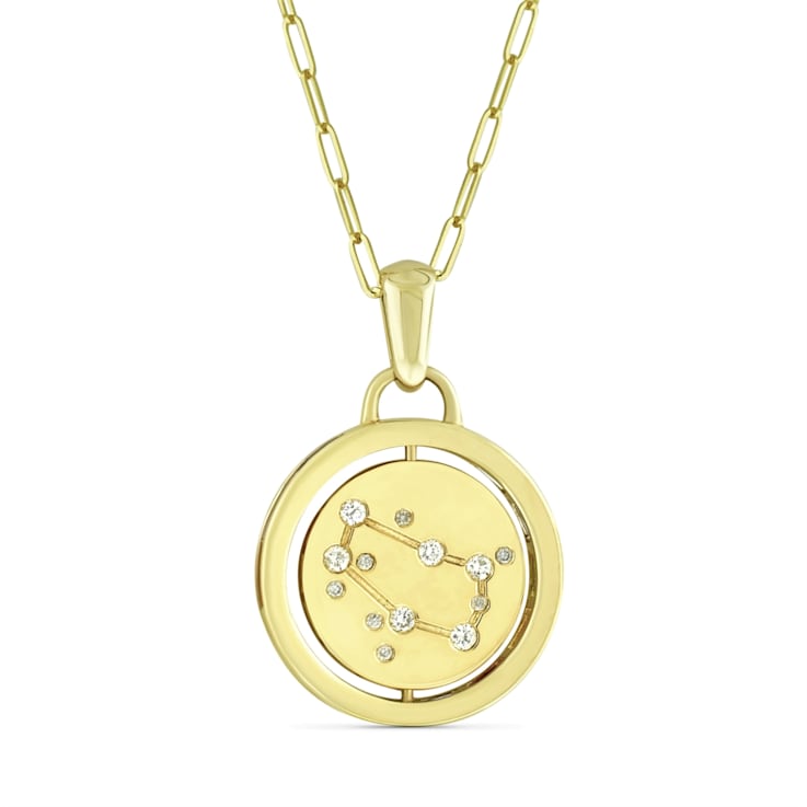 Yellow gold Plate over Sterling Silver Gemini Zodiac Constellation Pendant