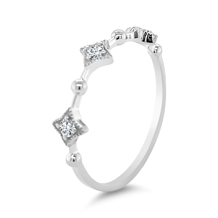 18K Petite White Gold Diamond Ring  .11ctw