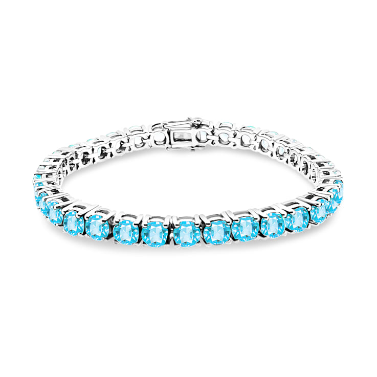 5.00mm Round Swiss Blue Topaz Sterling Silver Bracelets