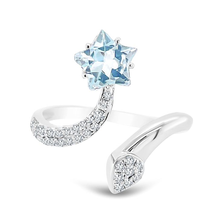 18K White Gold Aquamarine and Diamond Ring 2.04ctw