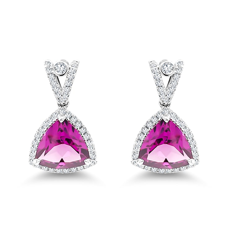 18K White Gold Rhodolite and Diamond Earrings 5.42ctw