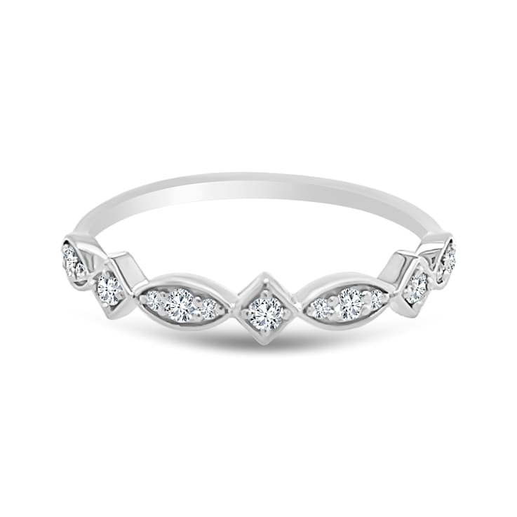 18K Petite White Gold Diamond Ring  .19ctw