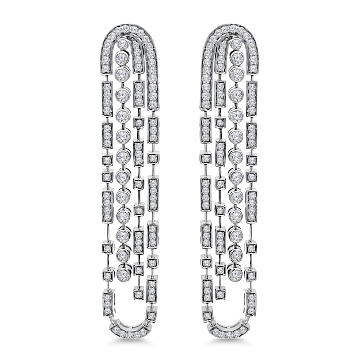18K White Gold Drop Dangle Diamond Earrings 2.55ctw