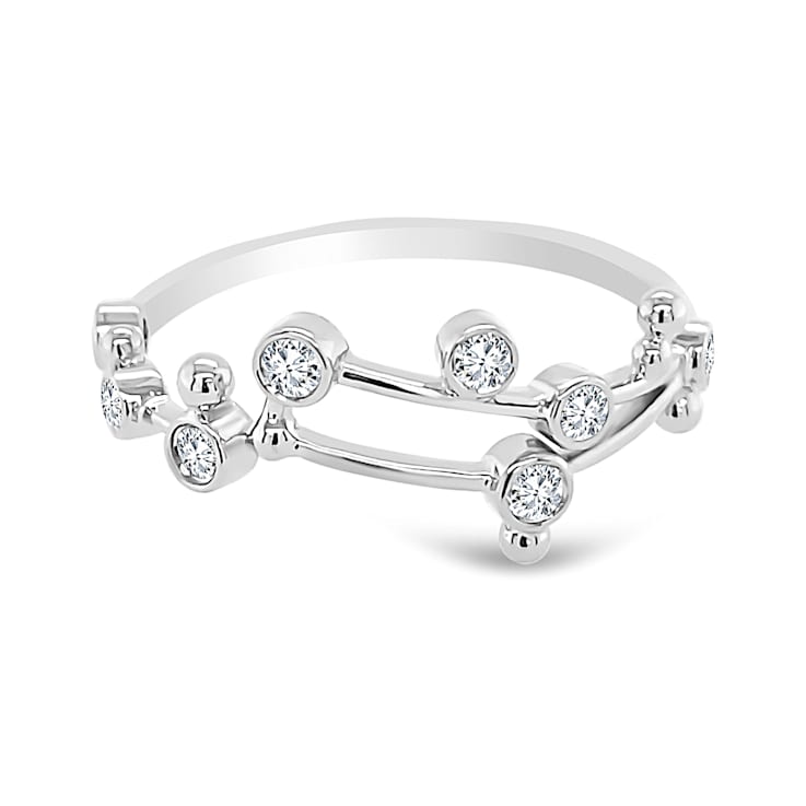 18K Gold Diamond Leo Zodiac Constellation Ring .19ctw
