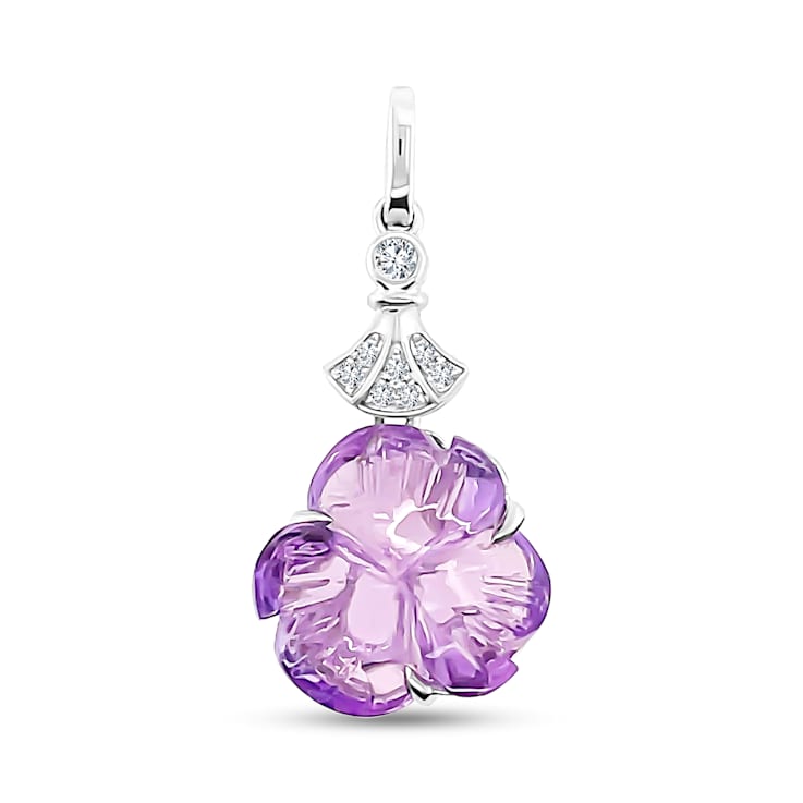 18K White Gold Amethyst and Diamond Pendant 4.95ctw