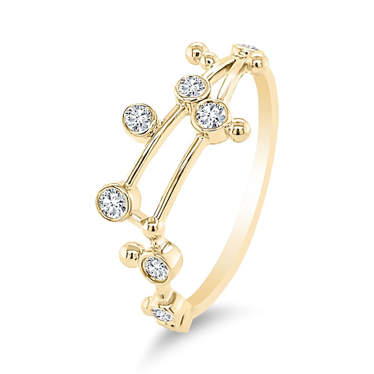 14K Gold Diamond Leo Zodiac Constellation Ring .19ctw