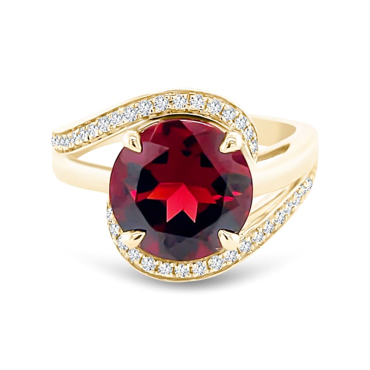 18K Yellow Gold Garnet and Diamond Ring 3.95ctw