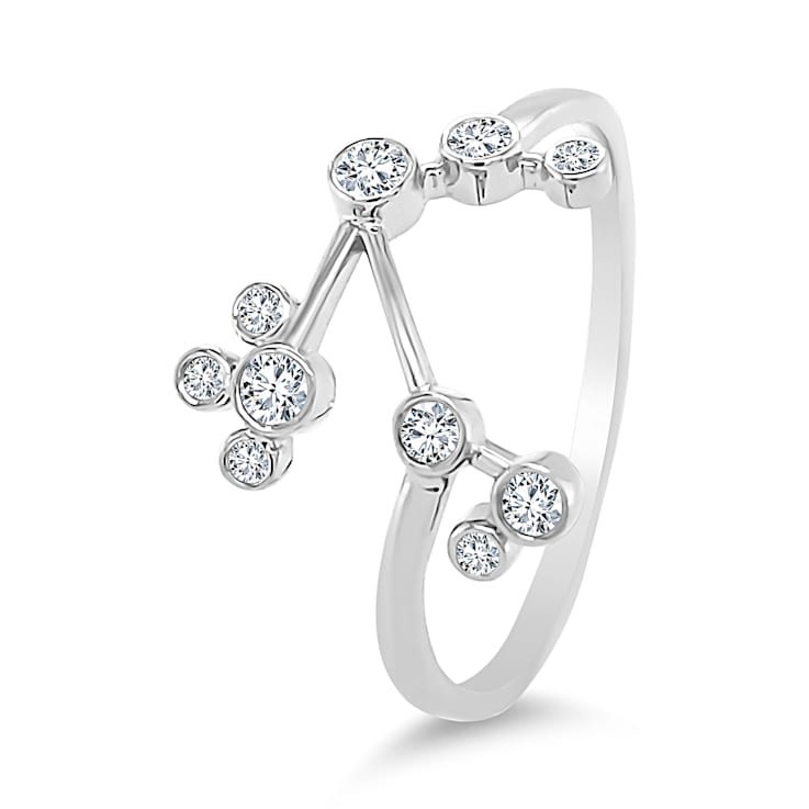 18K Gold Diamond Aries Zodiac Constellation Ring .13ctw