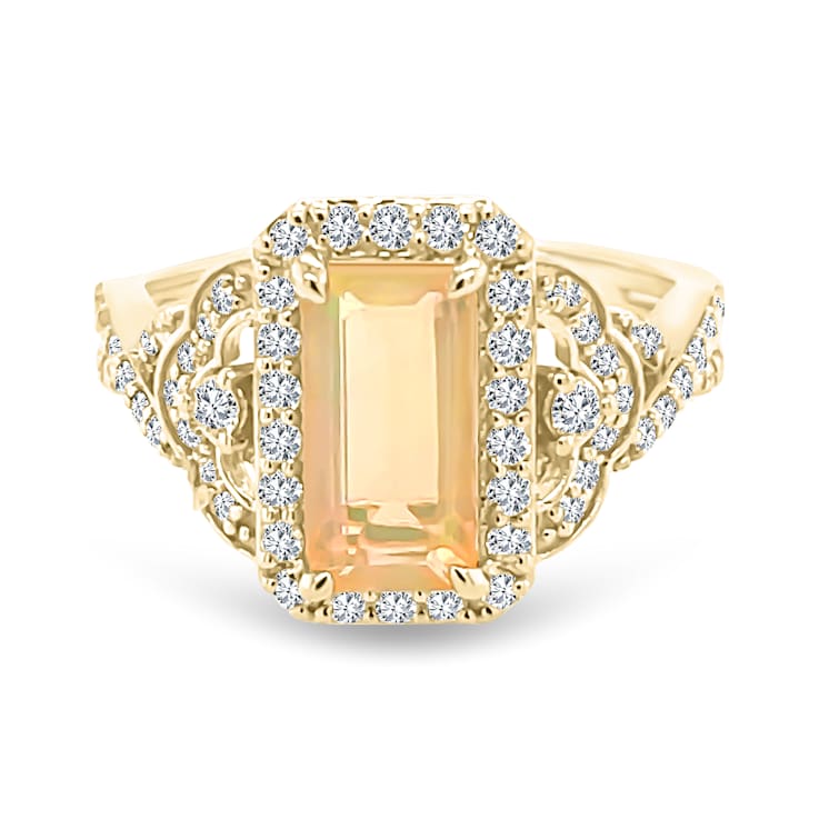 18K Yellow Gold Ethiopian Opal and Diamond Ring 1.67ctw