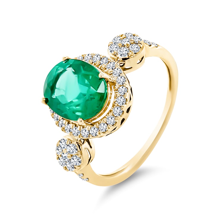 14K Yellow Gold Emerald and Diamond Ring  2.36ctw