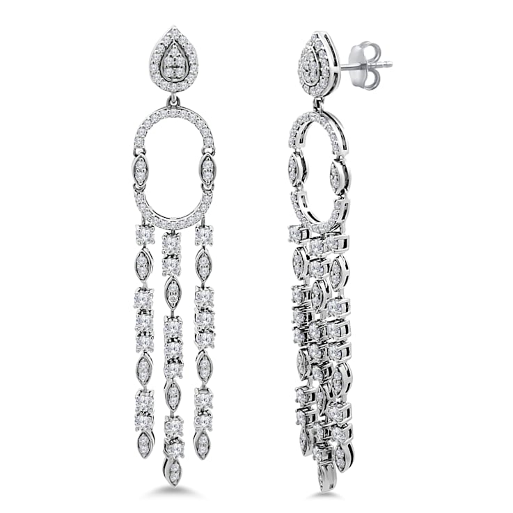 18K White Gold Fringe Drop Diamond Earrings 2.43ctw