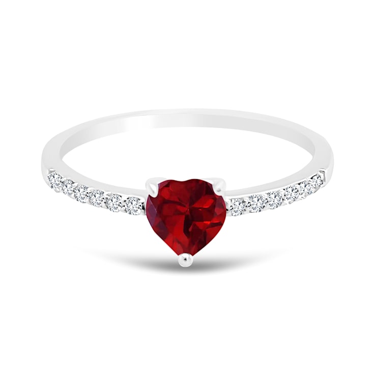 14K White Gold Garnet and Diamond Ring .73ctw