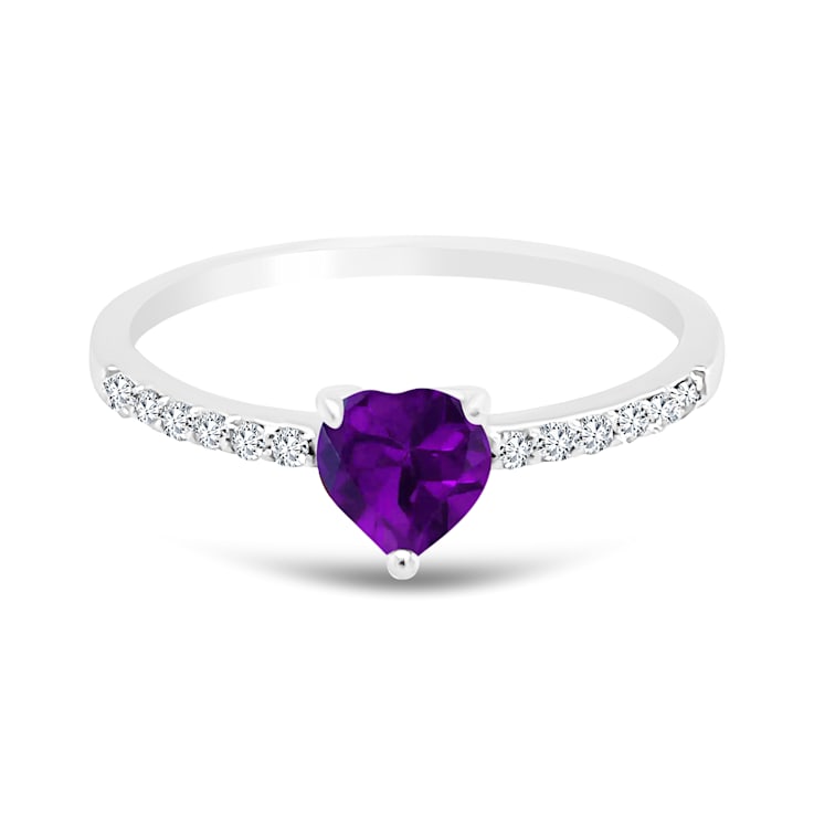 14K White Gold Purple Garnet and Diamond Ring .54ctw