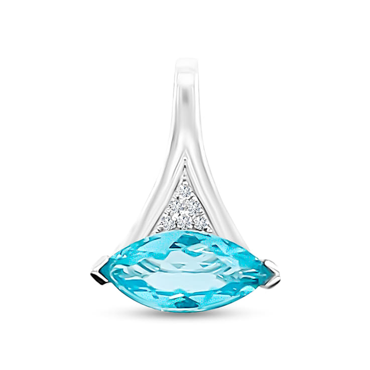 18K White Gold Apatite and Diamond Pendant 1.62ctw