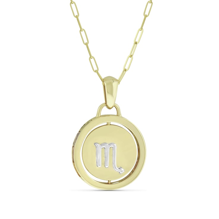 Yellow gold Plate over Sterling Silver Scorpio Zodiac Constellation Pendant