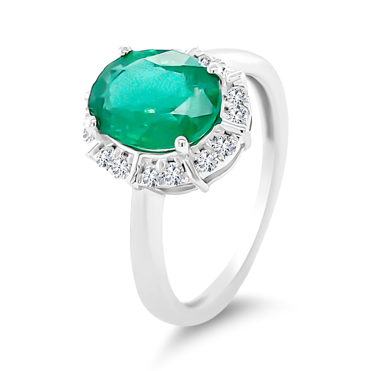 14K White Gold Emerald and Diamond Ring 2.01ctw