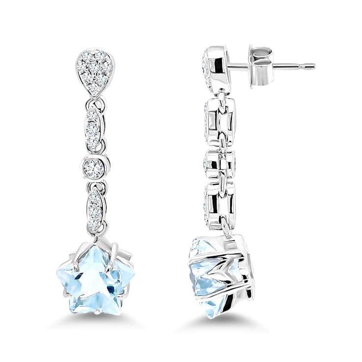 18K White Gold Aquamarine and Diamond Earrings 3.91ctw