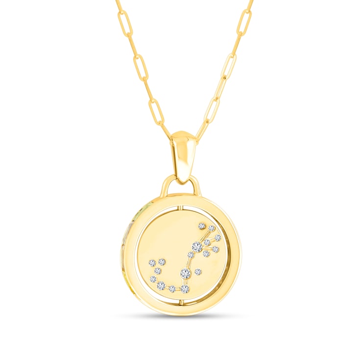 14K Yellow and White Gold Scorpio Zodiac and Constellation Rotary Pendant