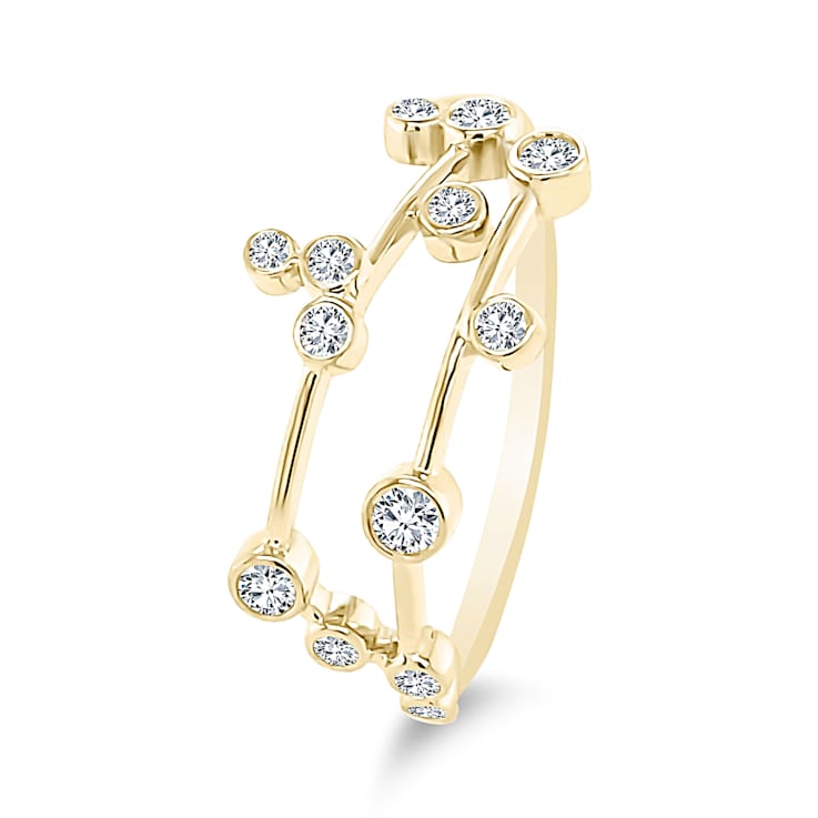 18K Gold Diamond Gemini Zodiac Ring .16ctw