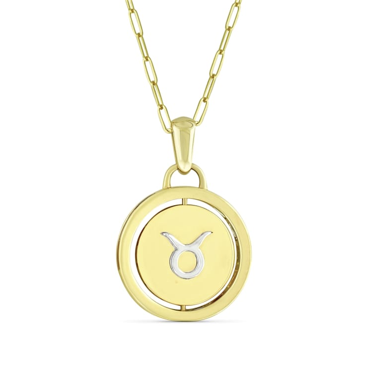 Yellow gold Plate over Sterling Silver Taurus Zodiac Constellation Pendant
