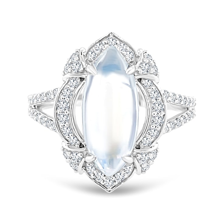18K White Gold Moonstone and Diamond Ring 3.68ctw
