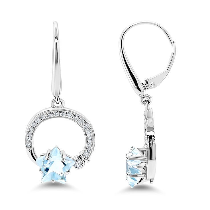 18K White Gold Aquamarine and Diamond Earrings 4.12ctw