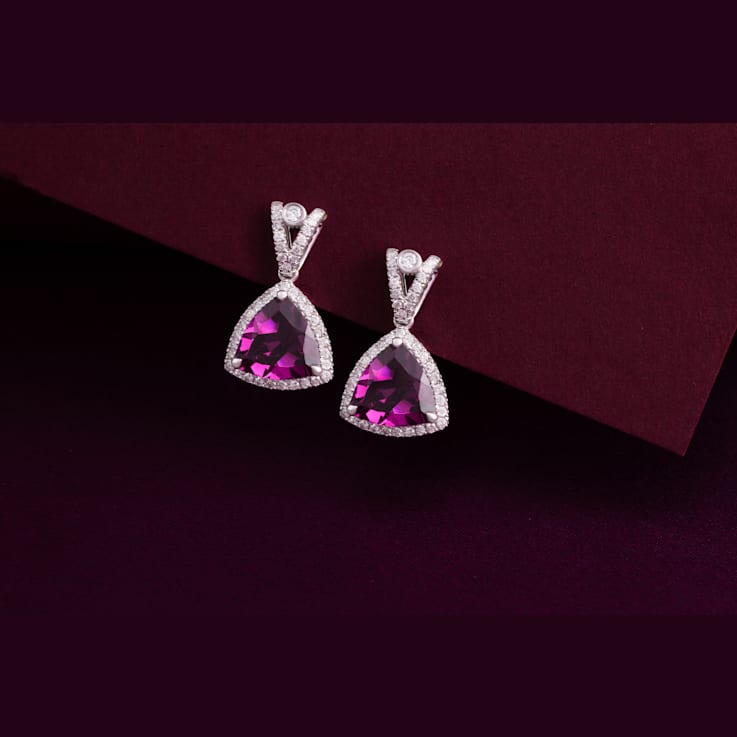 18K White Gold Rhodolite and Diamond Earrings 5.42ctw