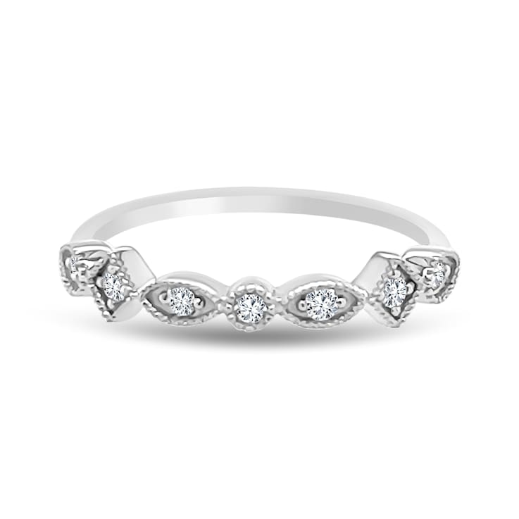 18K Petite White Gold Diamond Ring  .14ctw