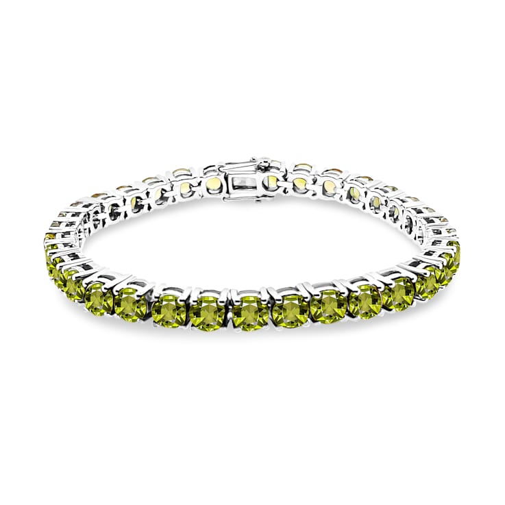 5.00mm Round Peridot Sterling Silver Bracelets