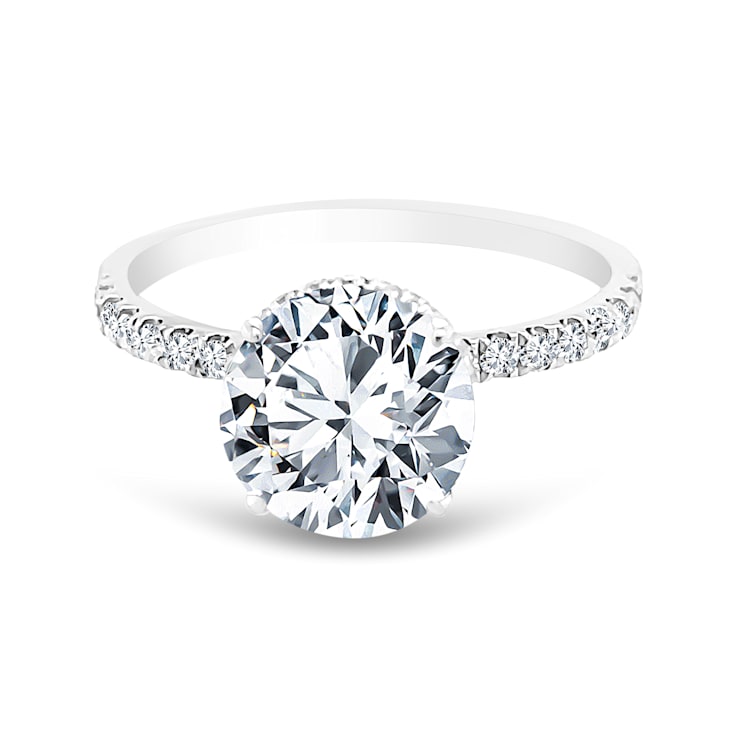 14K White Gold White Topaz and Diamond Ring 2.90ctw