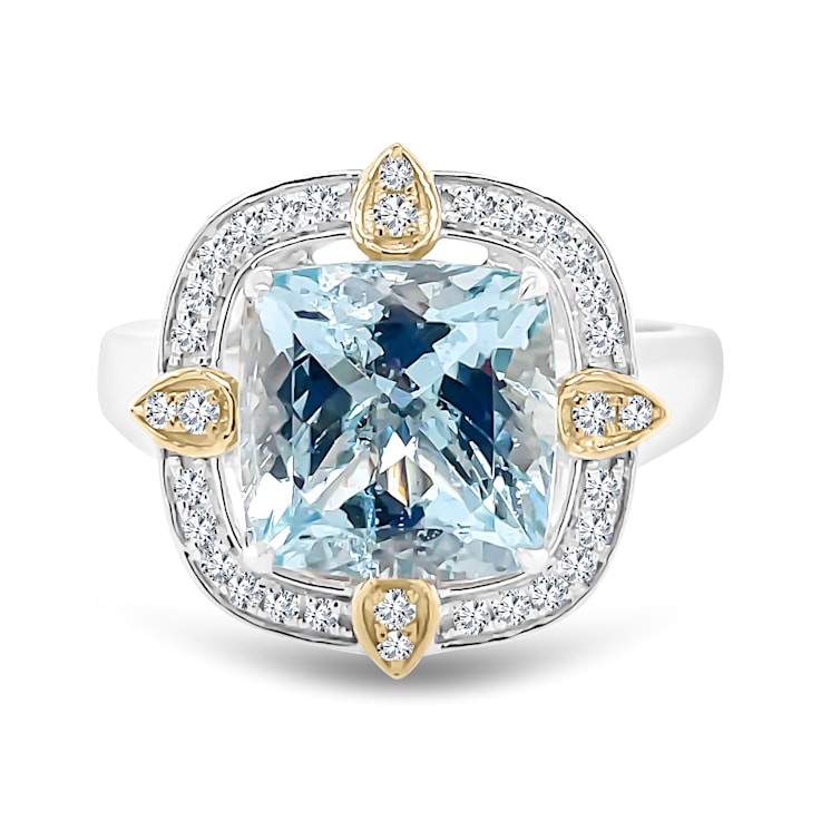 18K White Gold Aquamarine and Diamond Ring 3.40ctw