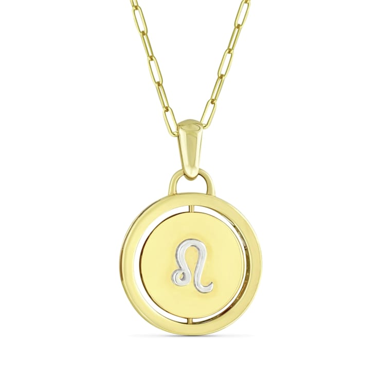 Yellow gold Plate over Sterling Silver Leo Zodiac Constellation Pendant
