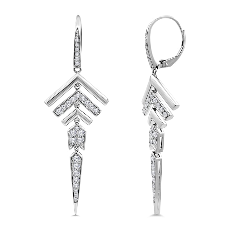 18K White Gold Link Drop Diamond Earrings 1.23ctw