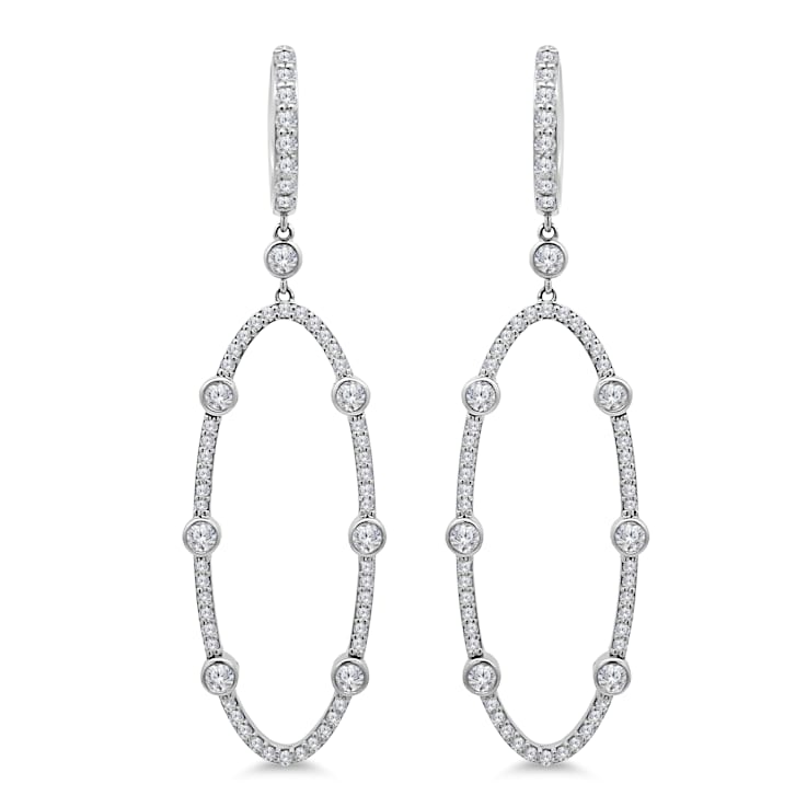 18K White Gold Drop Dangle Diamond Earrings 1.13ctw