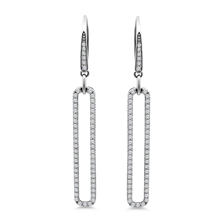 18K White Gold Link Drop Diamond Earrings 1.07ctw