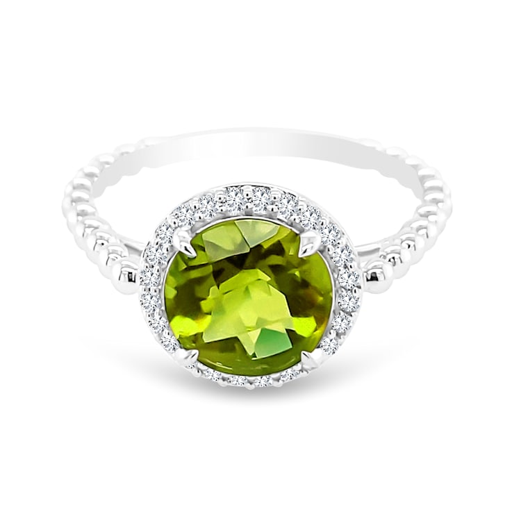 18K White Gold Peridot and Diamond Ring 2.43ctw