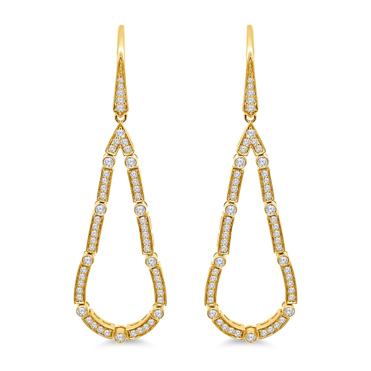 18K Yellow Gold Link Drop Diamond Earrings 1.35ctw